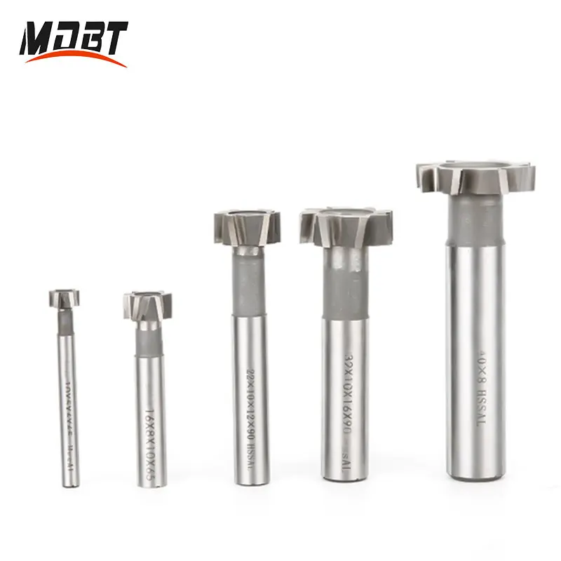 Fresa HSS con scanalatura a T impugnatura diritta personalizzabile Woodruff chiave sedile Router diametro punta 10-40mm utensile per fresa in metallo