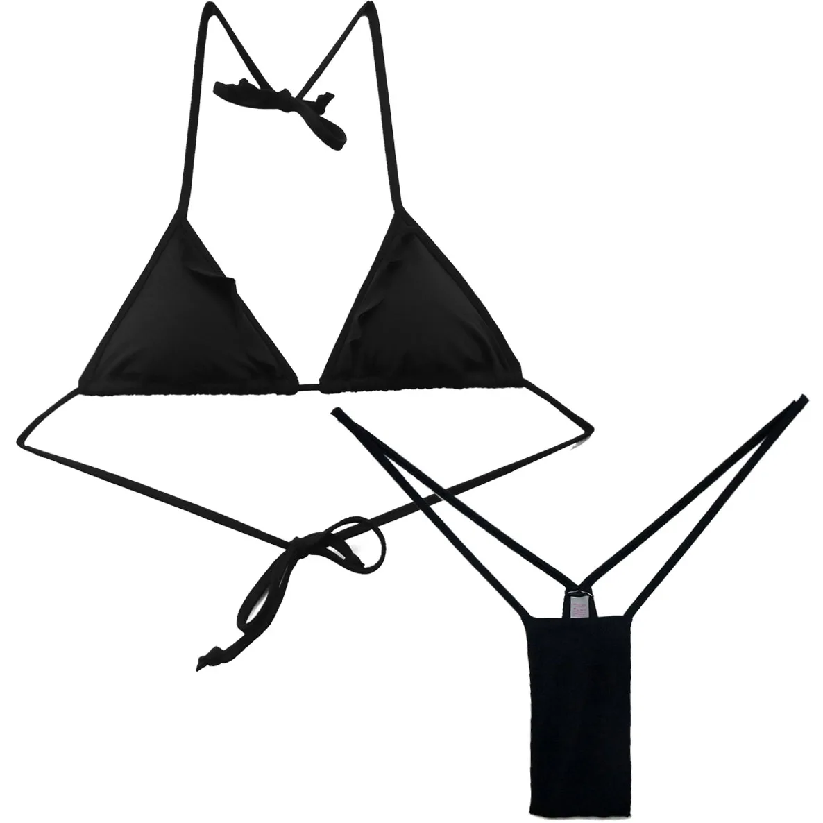 

Women's Black Flouncing Triangle Bikini Set Sexy Gril Cut Out Swimwear Swimsuit Brazilian Summer Beach Suit