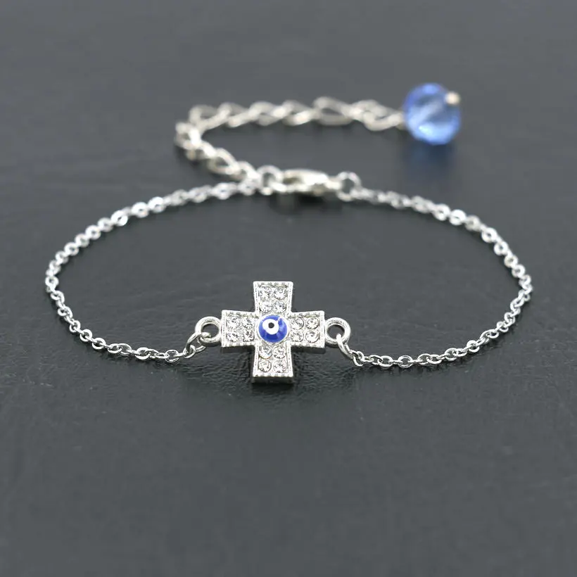 Lucky Lovely Silver Color Crosses Love Heart Turtle Bracelet For Women Stainless Steel Chain Bracelets Female Jewelry Gift