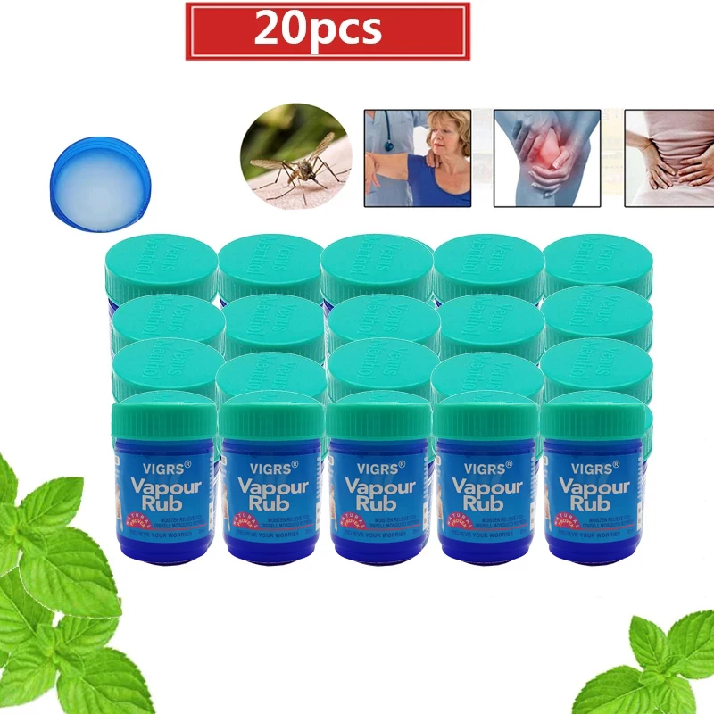 

20pcs Vapour Rub White Cooling Balm Ointment For Anti Mosquito Headache Toothache Stomachache Dizziness Tiger Essential Oil Balm