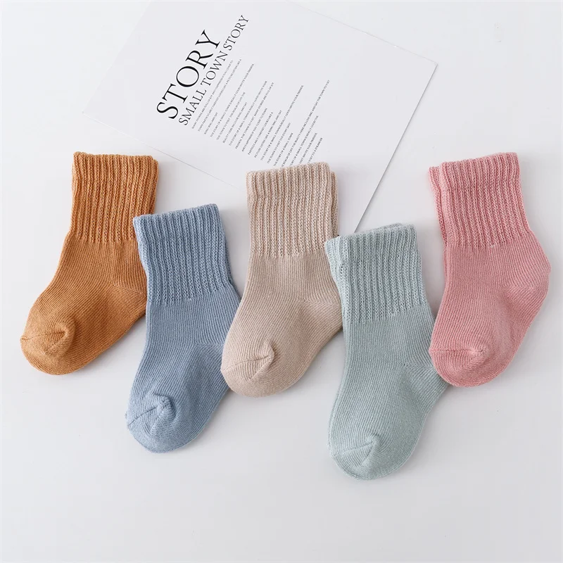 Lawadka 0-12Month Newborn Baby Boy Girl Sock Cotton Solid Soft Infant Socks for Girls Boys Spring Autumn Korea Style 6Pairs/set