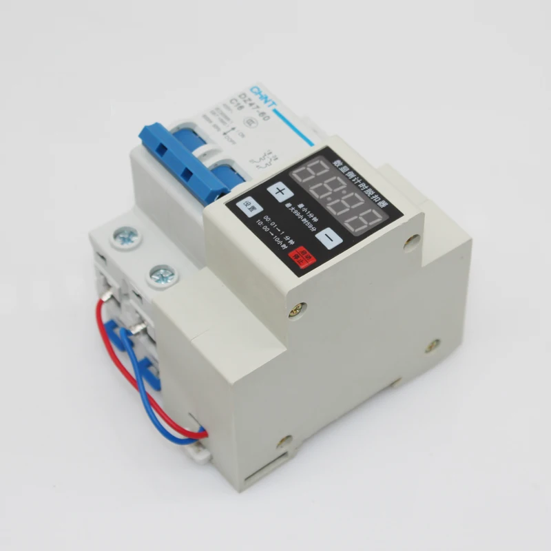 10A 16A 20A 25A 32A 63A Circuit Breaker ฟังก์ชั่นดิจิตอลจอแสดงผลปรับสวิทช์จับเวลานับถอยหลัง Trip Delay Module