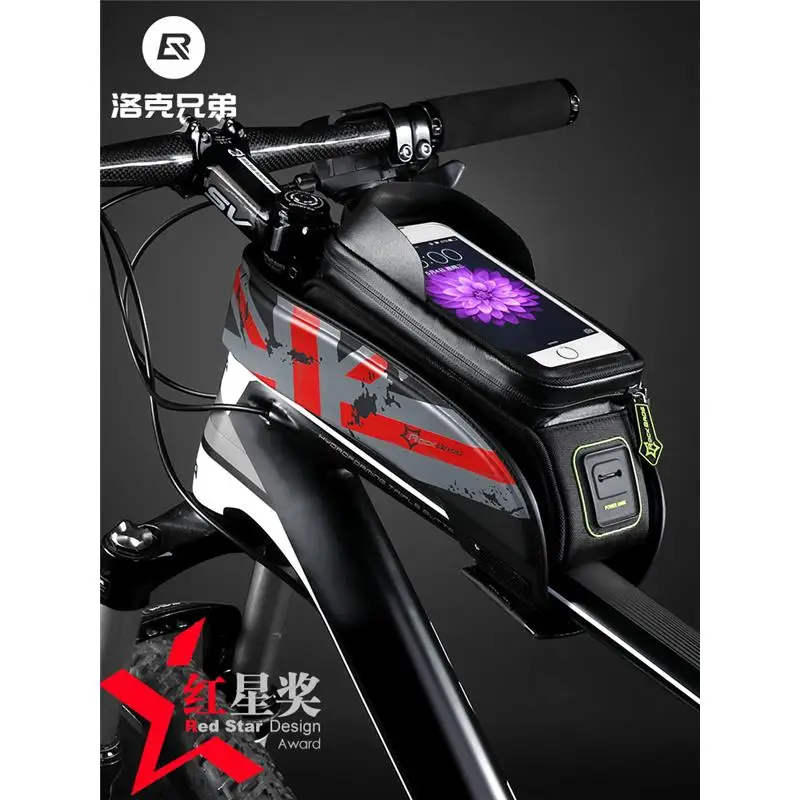 Mountain Bike Bag Front Frame Bag Cycling Upper Tube Bag Mobile Phone Splash-proof Saddle Bag Accessories a6453