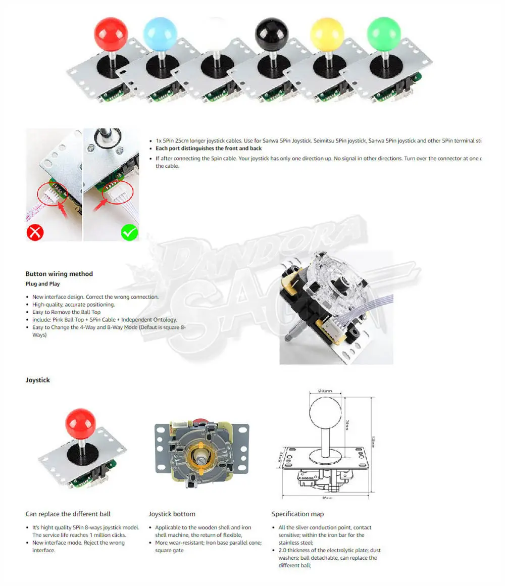 128GB 3D Pandora Saga Box EX2 10000 in 1 DIY Kit Arcade  Game Console 8 Way Joystick Led Lights Button Cabinet Bartop 2 Playes