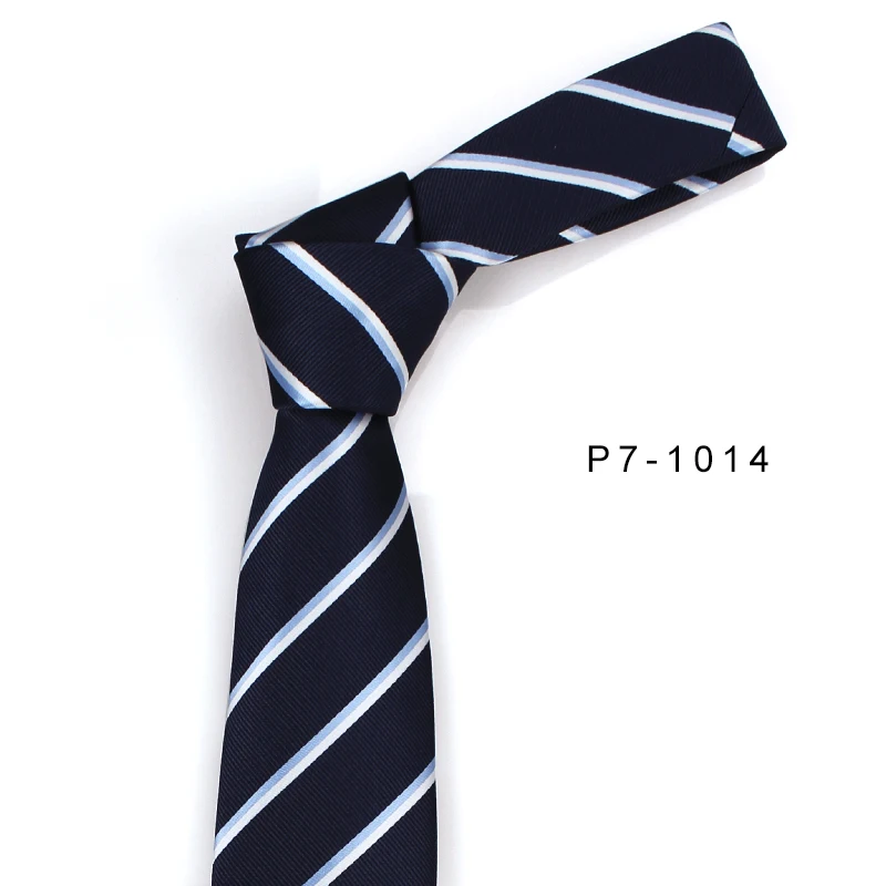 

2024 Brand New Fashion High Quality Men 7CM Striped Blue Necktie Business Work Formal Suit Party Neck Tie for Men with Gift