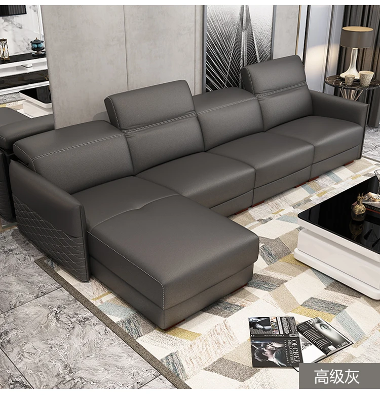 Living Room Sofa set furniture real genuine cow leather sofas recliner puff asiento muebles de sala canape L shape sofa cama