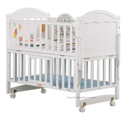 Cuna infantil de madera multifuncional, puede combinar cama de adulto, 106x64x98cm, se extiende hasta 150cm de longitud, cuna de bebé blanca