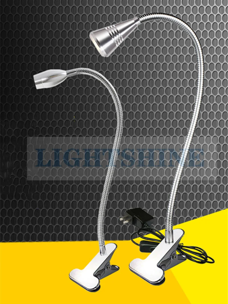 110V230V 3W Clip Soort Bureaulamp Led Nachtkastje Display Kast Aquarium Lamp Metalen Slang Machine Tool Lamp