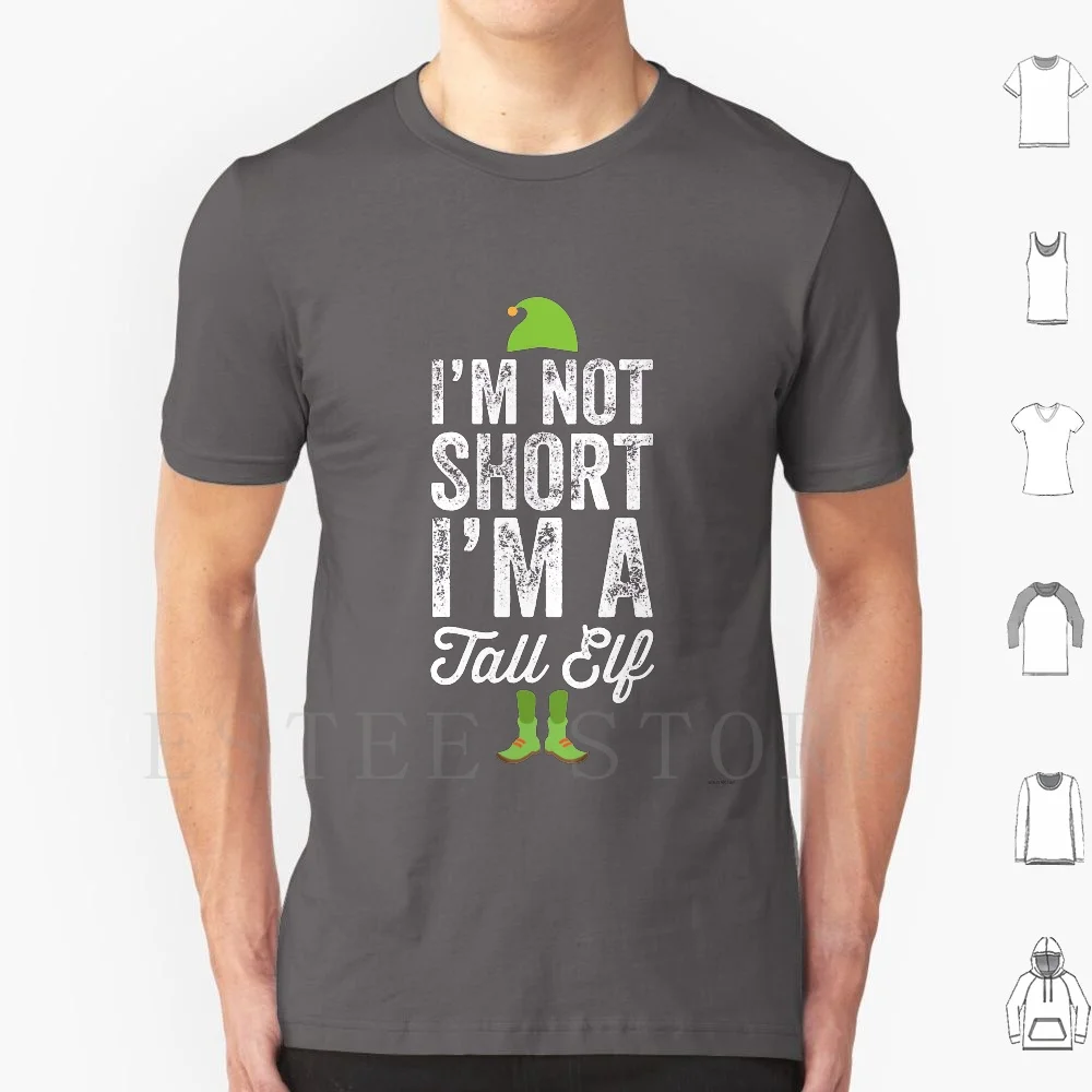 yo y # 39 ; M No corto I& # 39 ; M A Tall Elf-Camiseta divertida de elfo de Navidad de algodón para hombre, estampado artesanal, no soy corto, soy un amante del elfo alto
