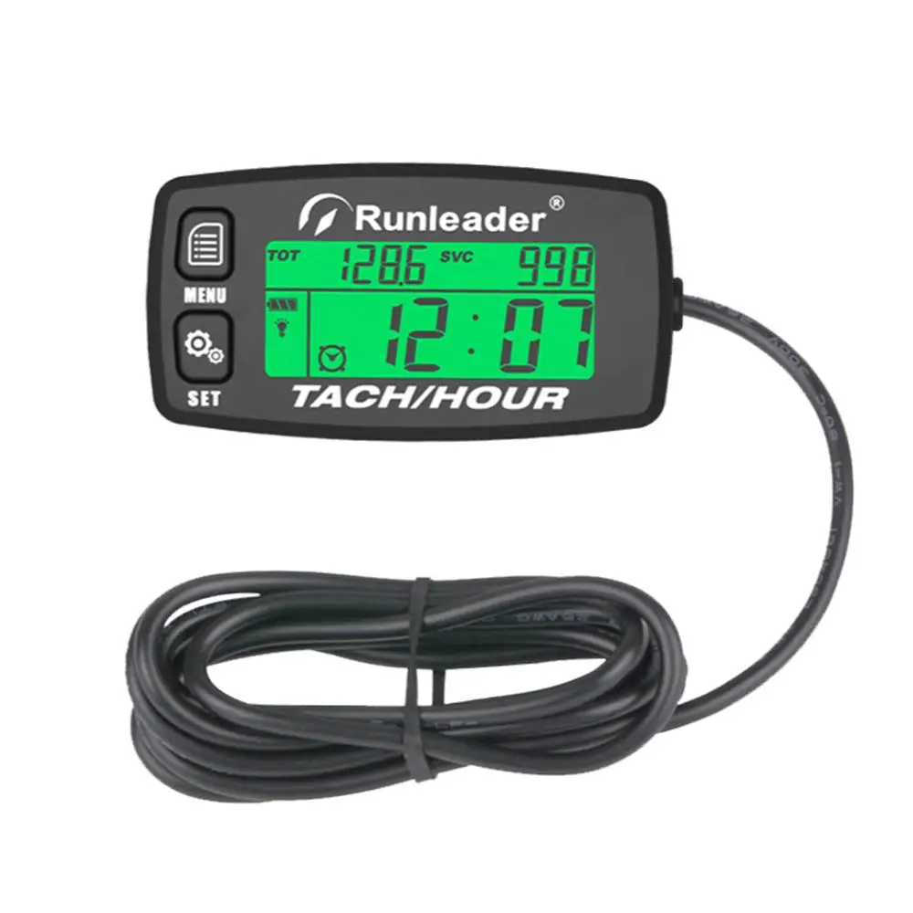 

HM032B Inductive Tachometer Gauge Alert RPM Engine Hour Meter Backlit Resettable Tacho Hour Meters for Motorcycle ATV Lawn Mower