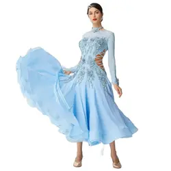 B-19602 New national custom girls standard modern dance clothing ballroom dance dress with big pendulum skirt for competition