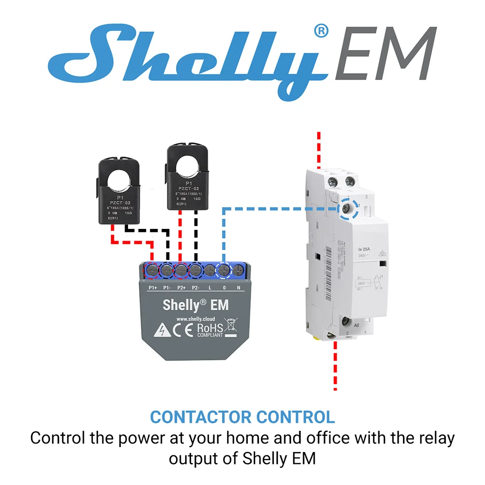 EM + abrazadera Domotica, medidor de energía operado por WiFi, Control de Contactor, medición de memoria interna y alarma programable, nuevo