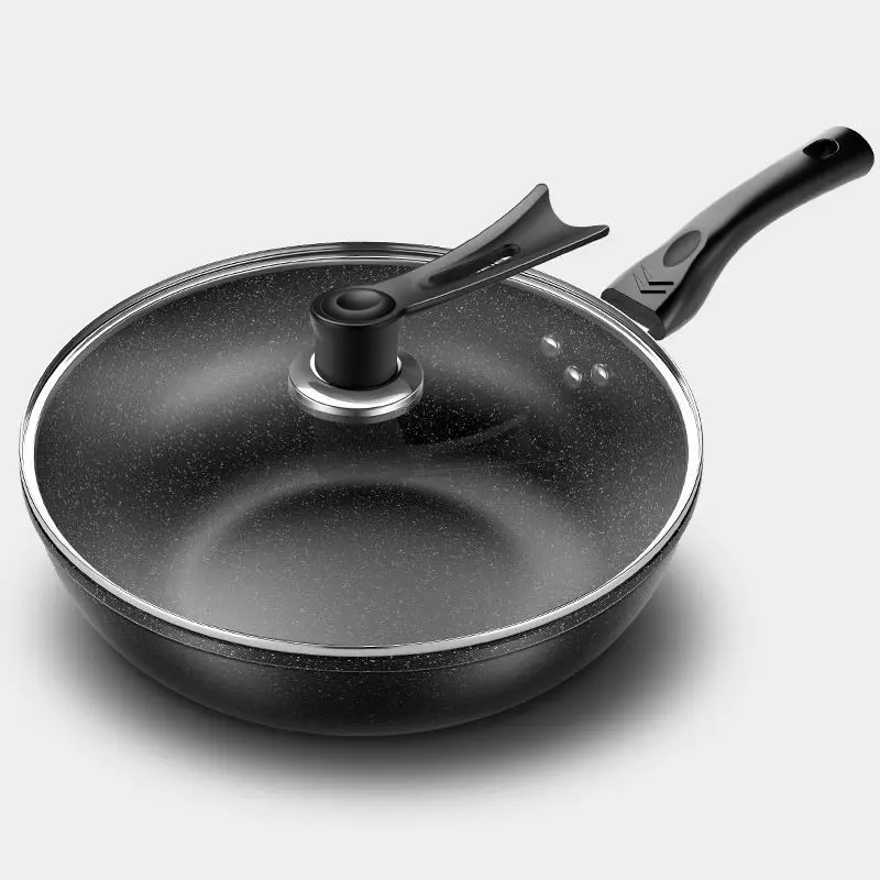 Frying Pan Non-stick Pan Back Wheat Stone Wok 30CM32CM34CM Household Wok No Oil Smoke Pot Non-stick Pot Iron Pot