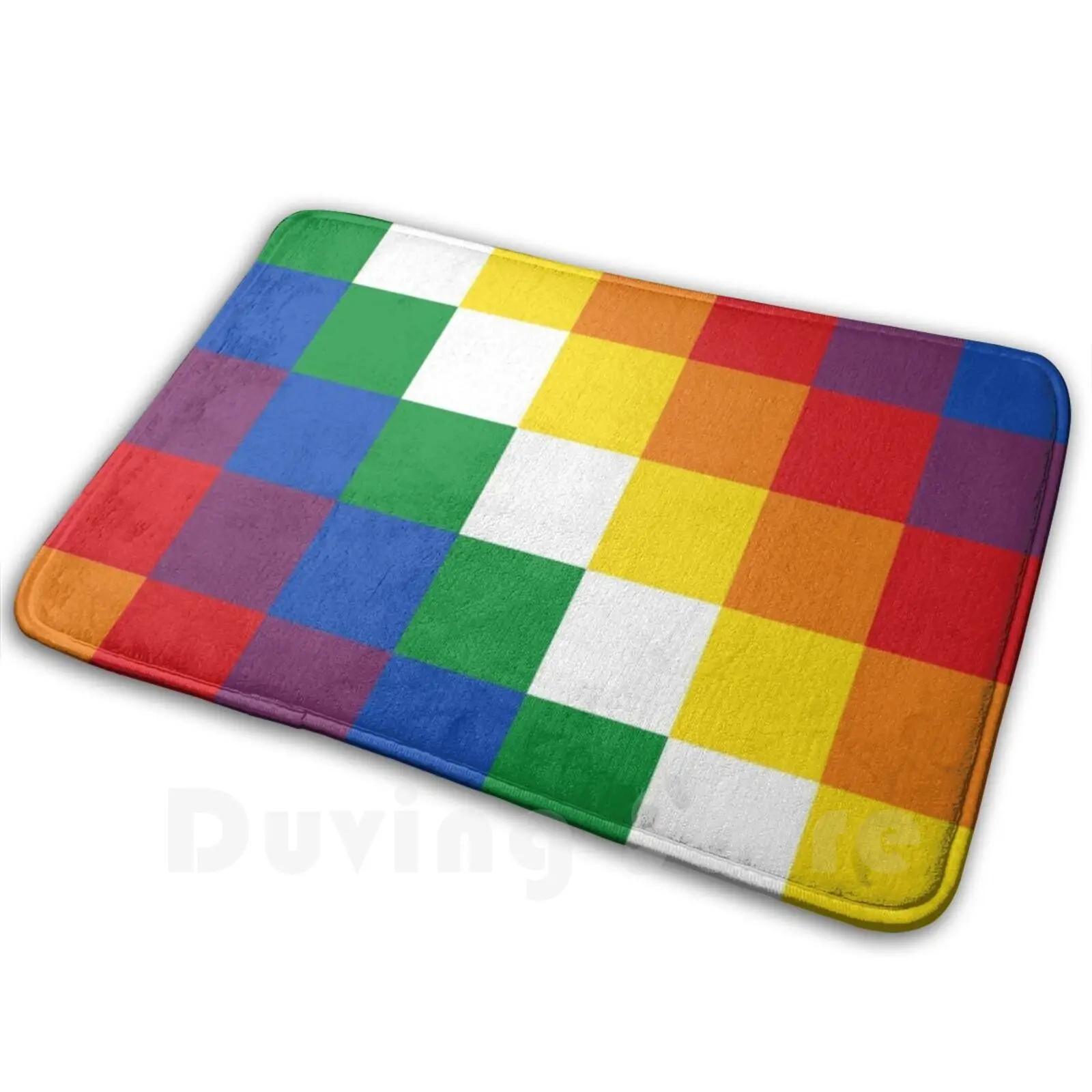 Alfombra Wiphala, alfombra antideslizante, alfombrillas para dormitorio, bandera Wiphala Quechua, personas nativas Andes, Perú, Bolivia, Ecuador, Argentina