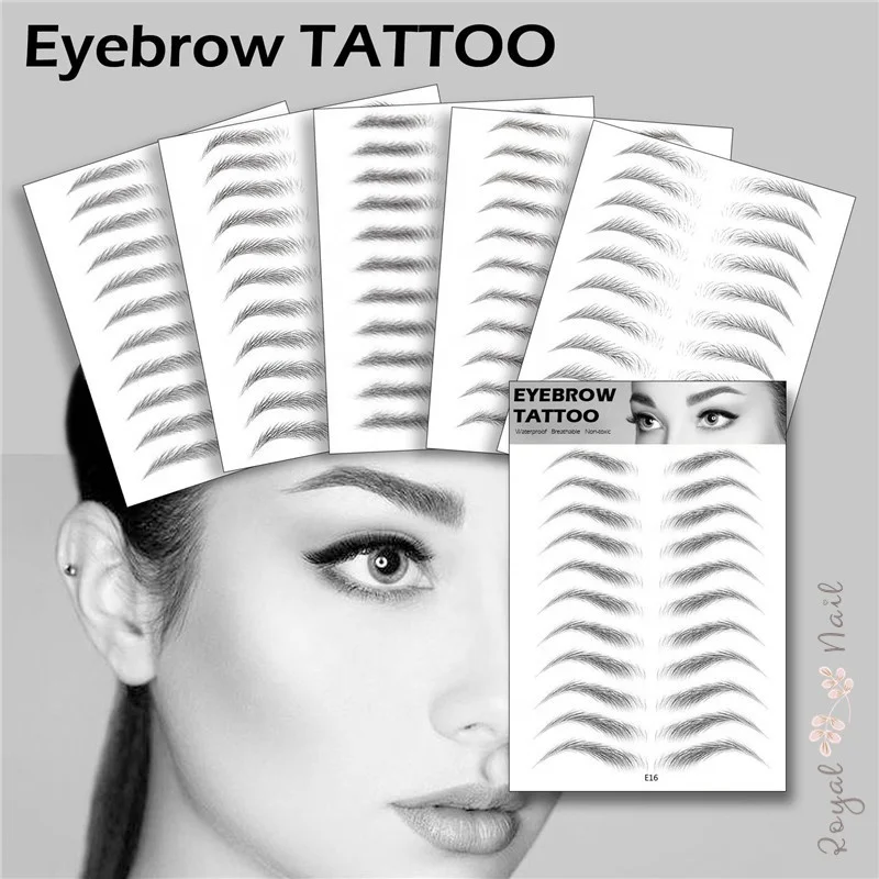 

17pcs Magic False Eyebrows 4D Hair-like Eyebrow Tattoo Sticker Waterproof Lasting Makeup Water-based Eye Brow Stickers Cosmetics