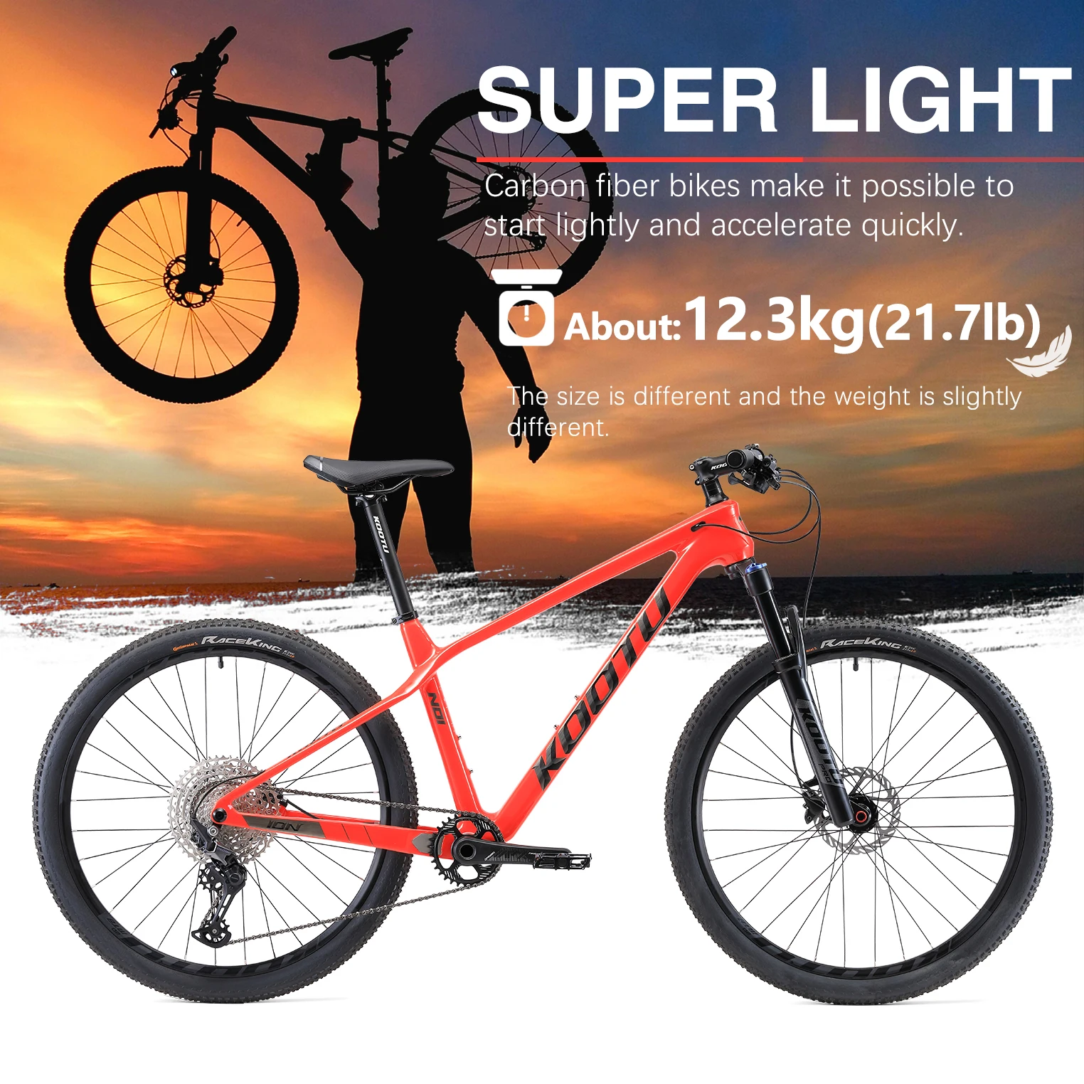 KOOTU DECK 6.1 Carbon Fiber Mountain Bike 27.5 with SHIMAN0 M6100 12 Speed Mountain Bike Adult MTB