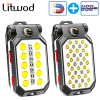 USB Rechargeable COB Work Light Portable LED Flashlight Adjustable Waterproof Camping Lantern Magnet Design with Power Display