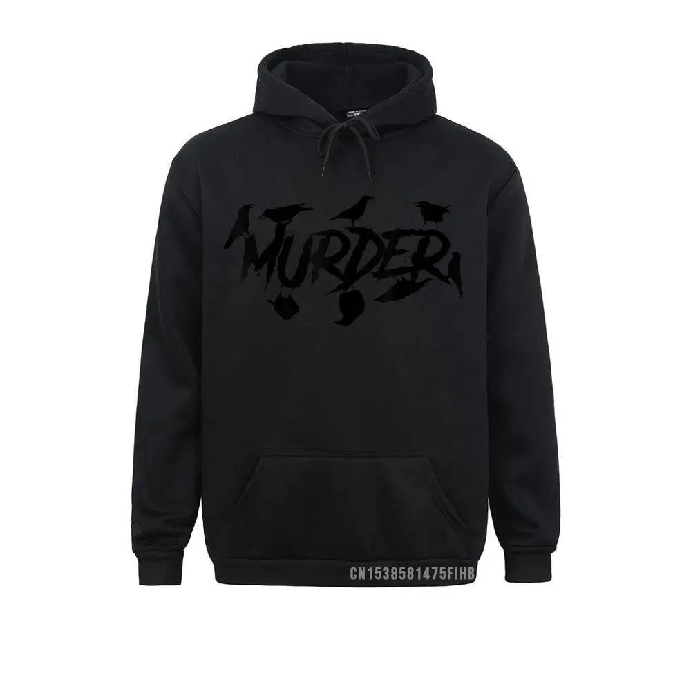 Murder Crows Graphic Tee Harajuku Horror Style Text Slim Fit Sweatshirts Faddish Male Hoodies Beach Long Sleeve Hoods