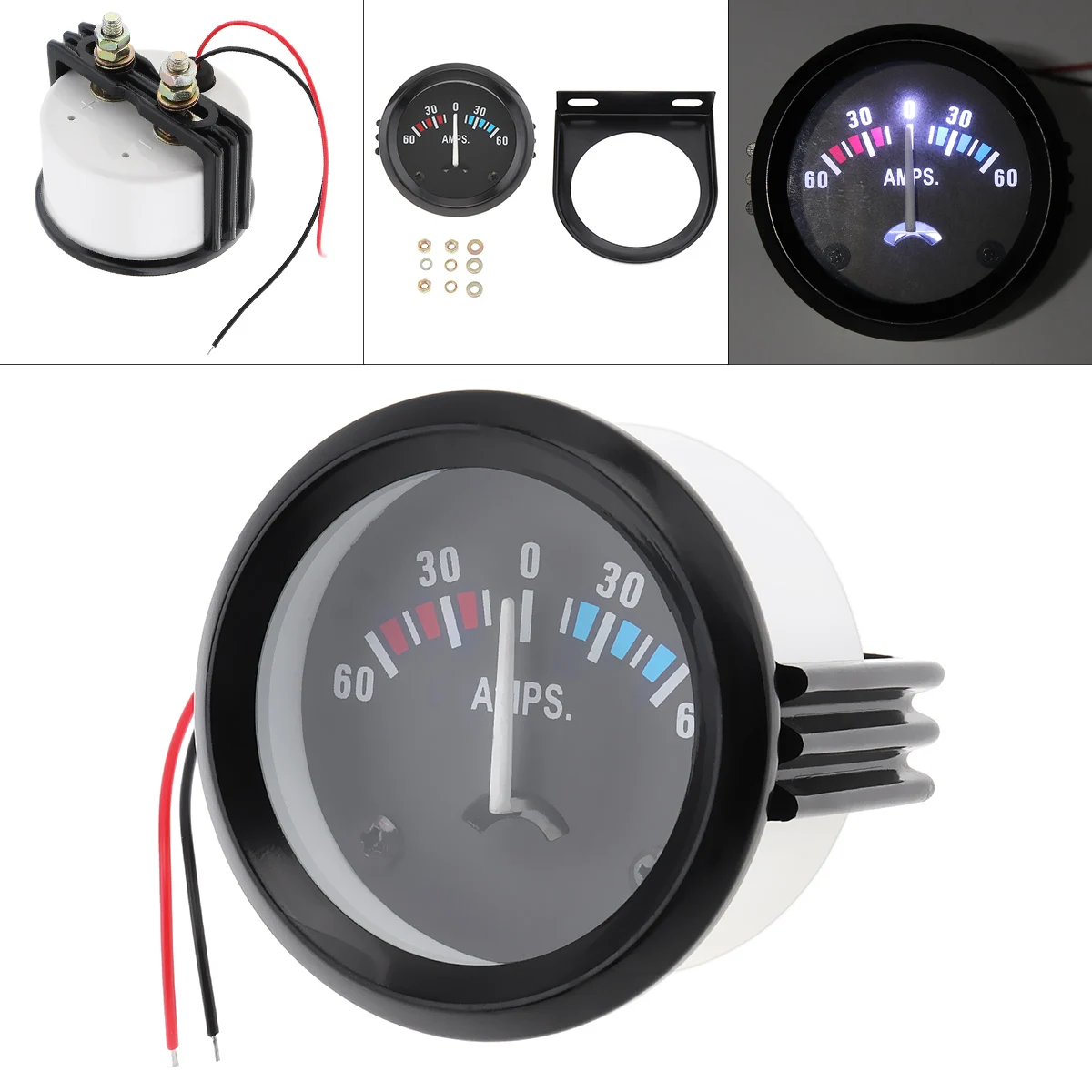 Car Ammeter Voltmeter  Universal  12V 60-0-60 AMP Ammeter Gauge Volt Meter 2