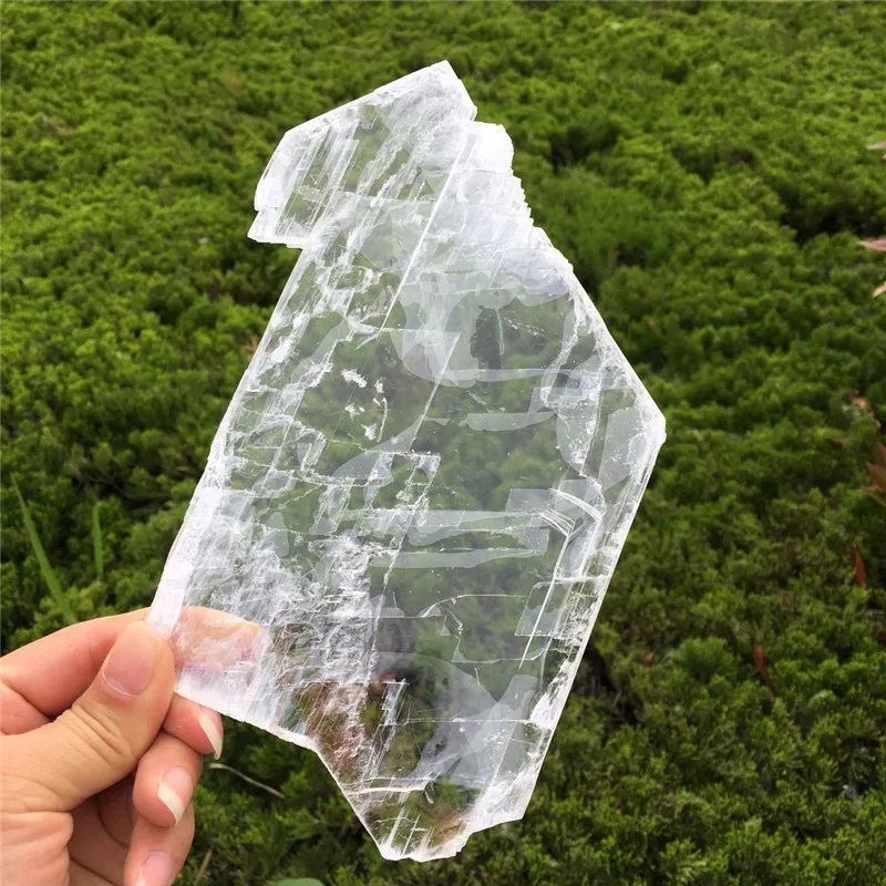 Natural White Raw Selenite Crystal Slab Transparent Gypsum Specimen Healing Reiki Decoration