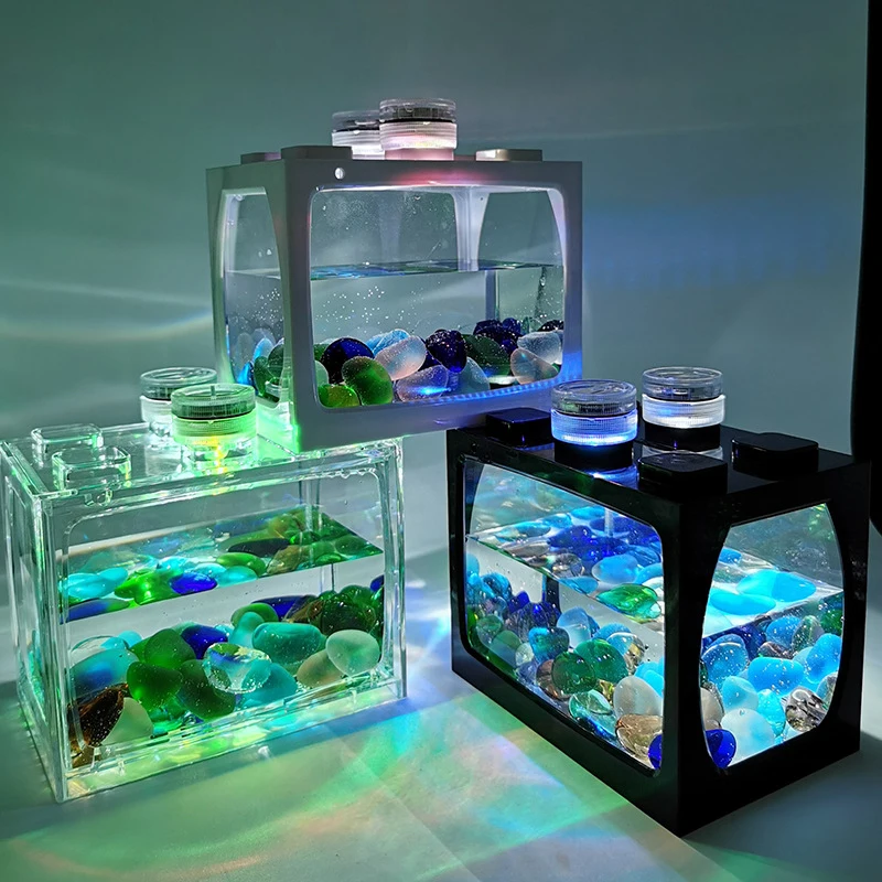 Desktop Aquarium Fish Tank With Light Battery Type Small Tank Aquarium Supplies office desktop decoration aquarium accessories