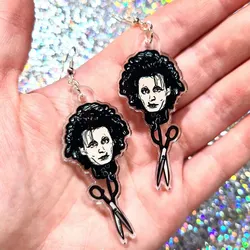 New Fashion Edward Scissors Acrylic Earrings Woman Cute Jewelry Personalized Gift for Her