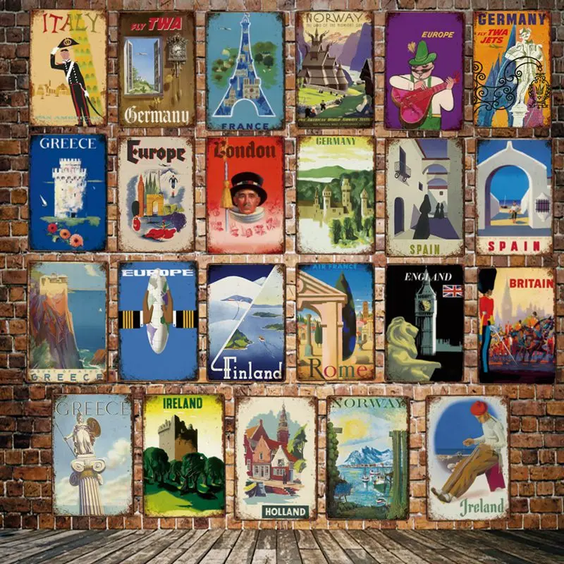 [ Mike86 ] Finland HOLLAND Spain Germany ITALY Ireland Metal Sign Vintage Retro Iron Painting Travel Poster Art 20*30 CM LT-1944