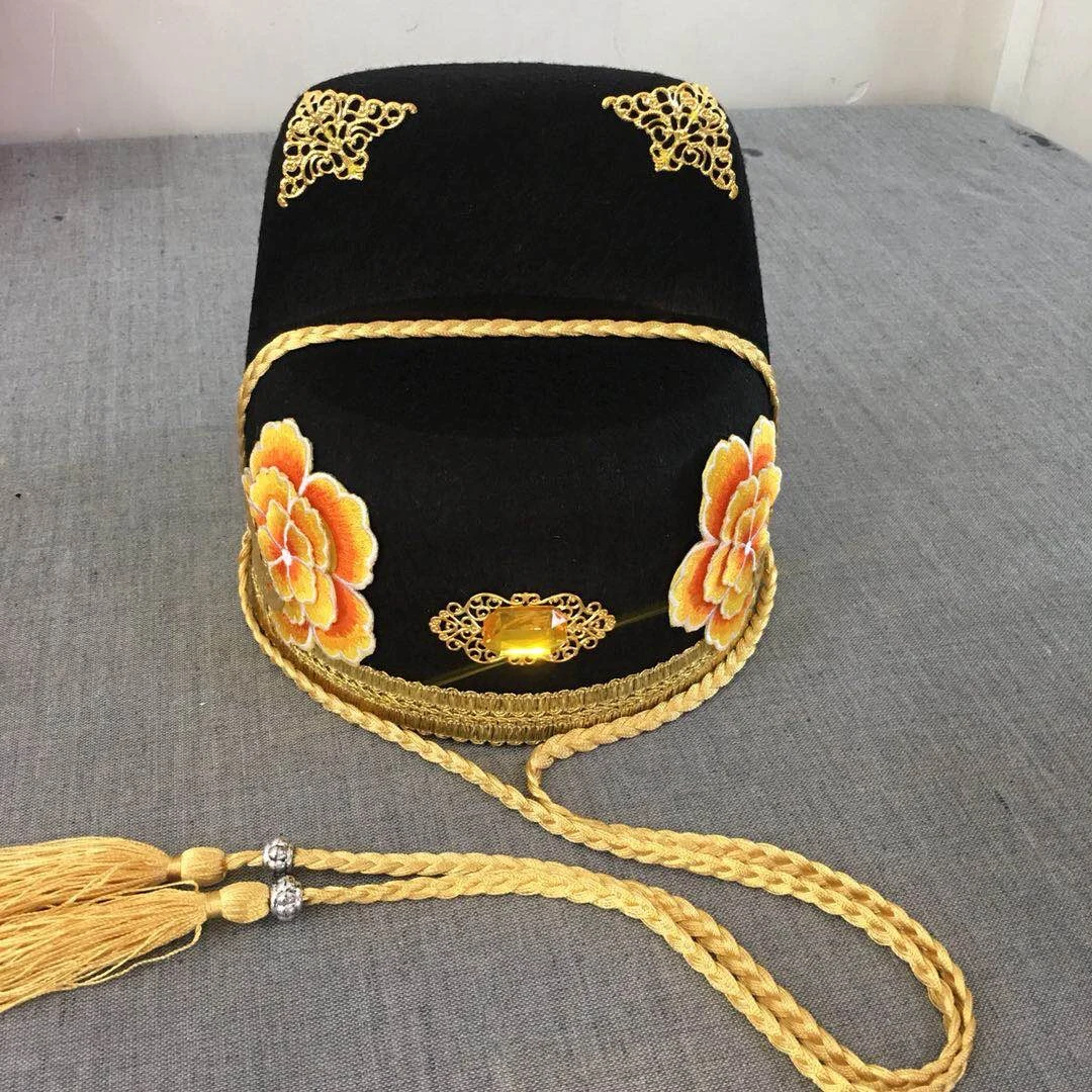 Butou-sombreros de Oficial negros para hombres, sombrero de guerrero chino antiguo para Cosplay, accesorios de fotografía para estudio de rendimiento de escenario