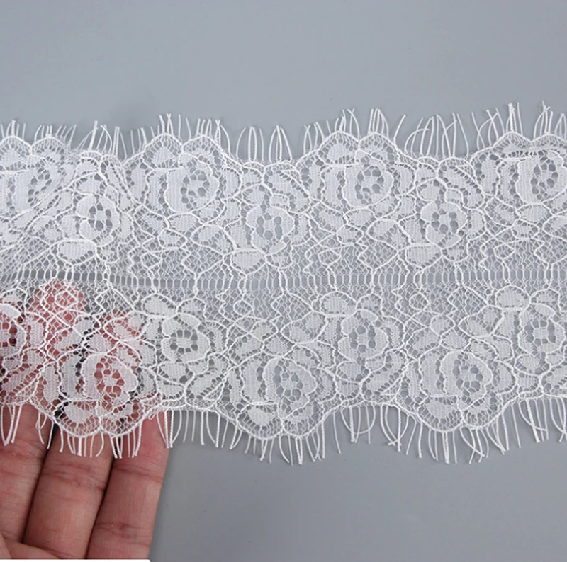 Classic Eyelash Lace Trim, Soft Floral Fabric, Crafts Sewing for Dress Making Decor, Black and White