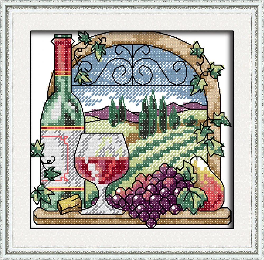 Wine estate cross stitch kit animal 18ct 14ct 11ct count print stitching embroidery DIY handmade needlework plus