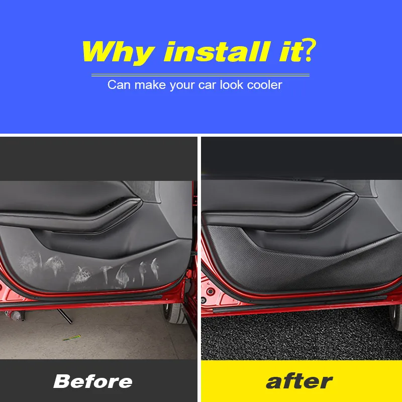 Vtear For Mazda 3 Bp 2020 2021 Car Door Anti Kick Pad Protection Stickers Carbon Fiber Inner Door Side Edge Film Car Accessories