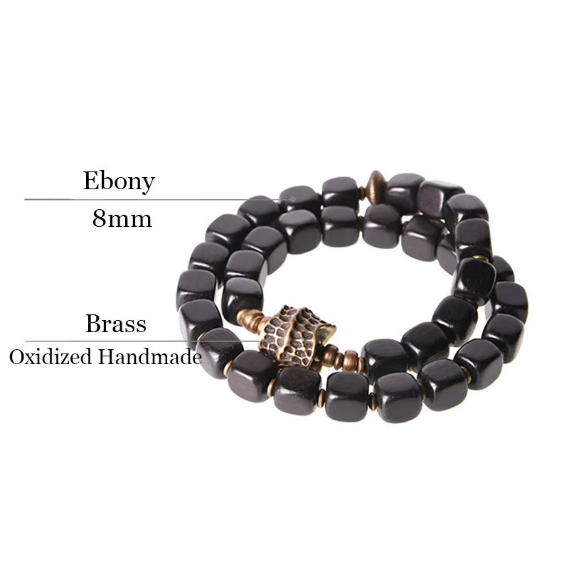 Two Row Ebony Copper Bracelet Do Old Hammered Charm Rock Metal Classical Jewelry Men Women Individual Wrist Accessory