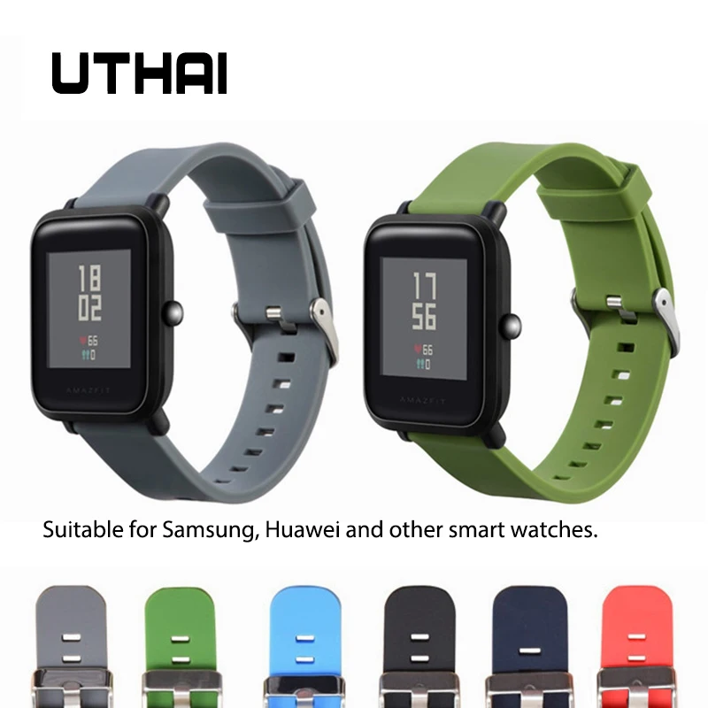 UTHAI P35 Silicone Watch Strap 18mm 20mm 22mm Watch Strap Samsung 360 Huawei Smart Sports Watch Strap