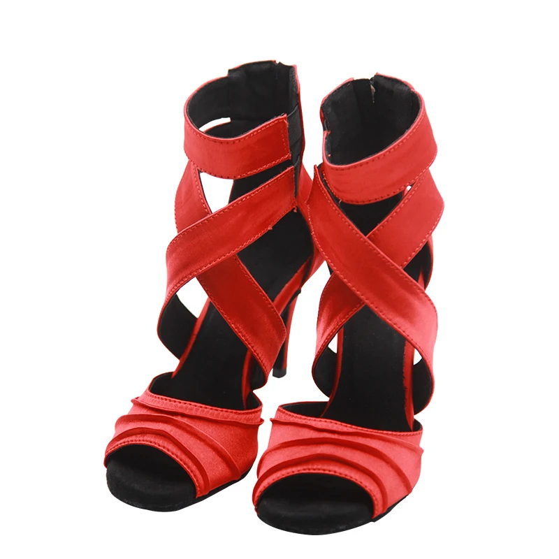 Evkoodance kadınlar balo salonu Latin dans botları OEM Lady siyah Salsa Latin dans ayakkabıları Zip sosyal Danc Sandals8-8.5cm topuklu ayakkabılar