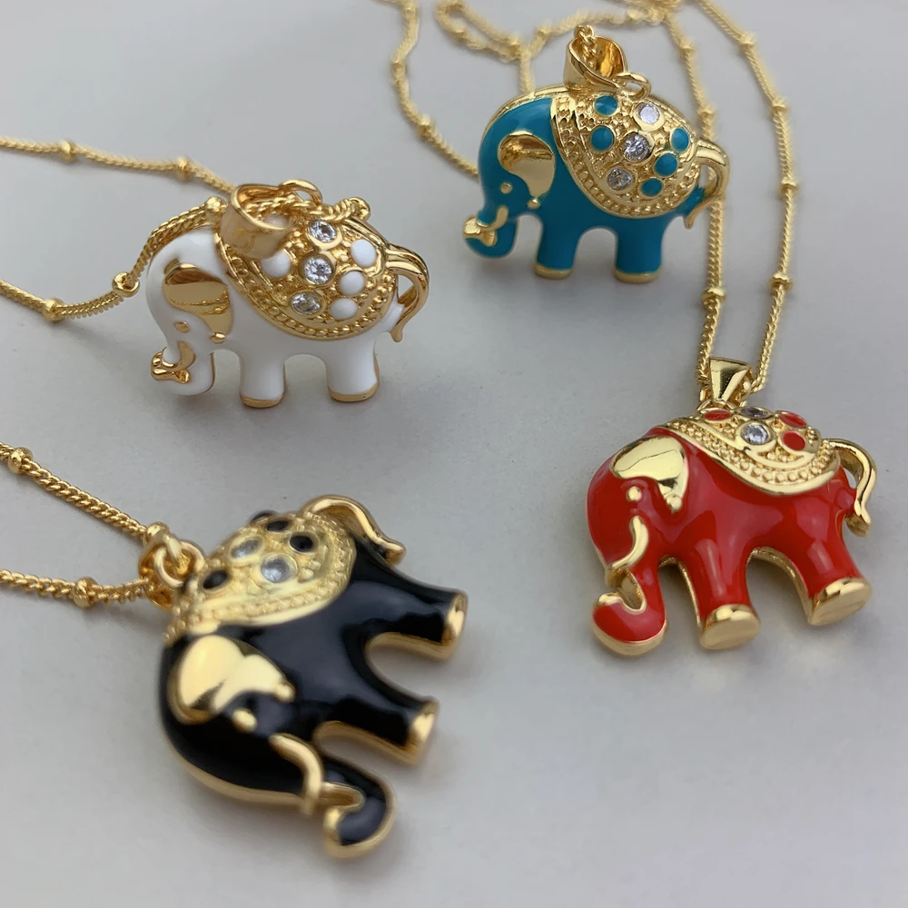 Cute Elephant Choker Necklace For Women Zircon Animal Pendant Necklaces Fashion Gift Necklac Jewelry