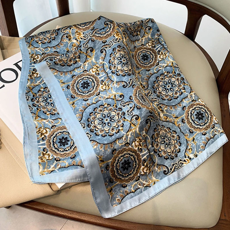 70*70cm Square Headscarf Spring Summer Women Silk Scarves Lady bandanna Sunscreen Beach Shawl Foulard Muffler Hijab Female Pareo