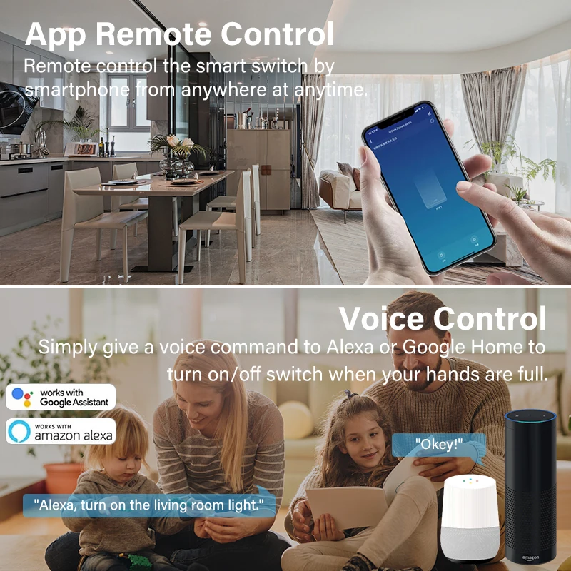 Aubess Tuya zibee3.0 Smart Switch Smart Home 10A/16A telecomando Timer vocale interruttore della luce funziona con Alexa Google Home