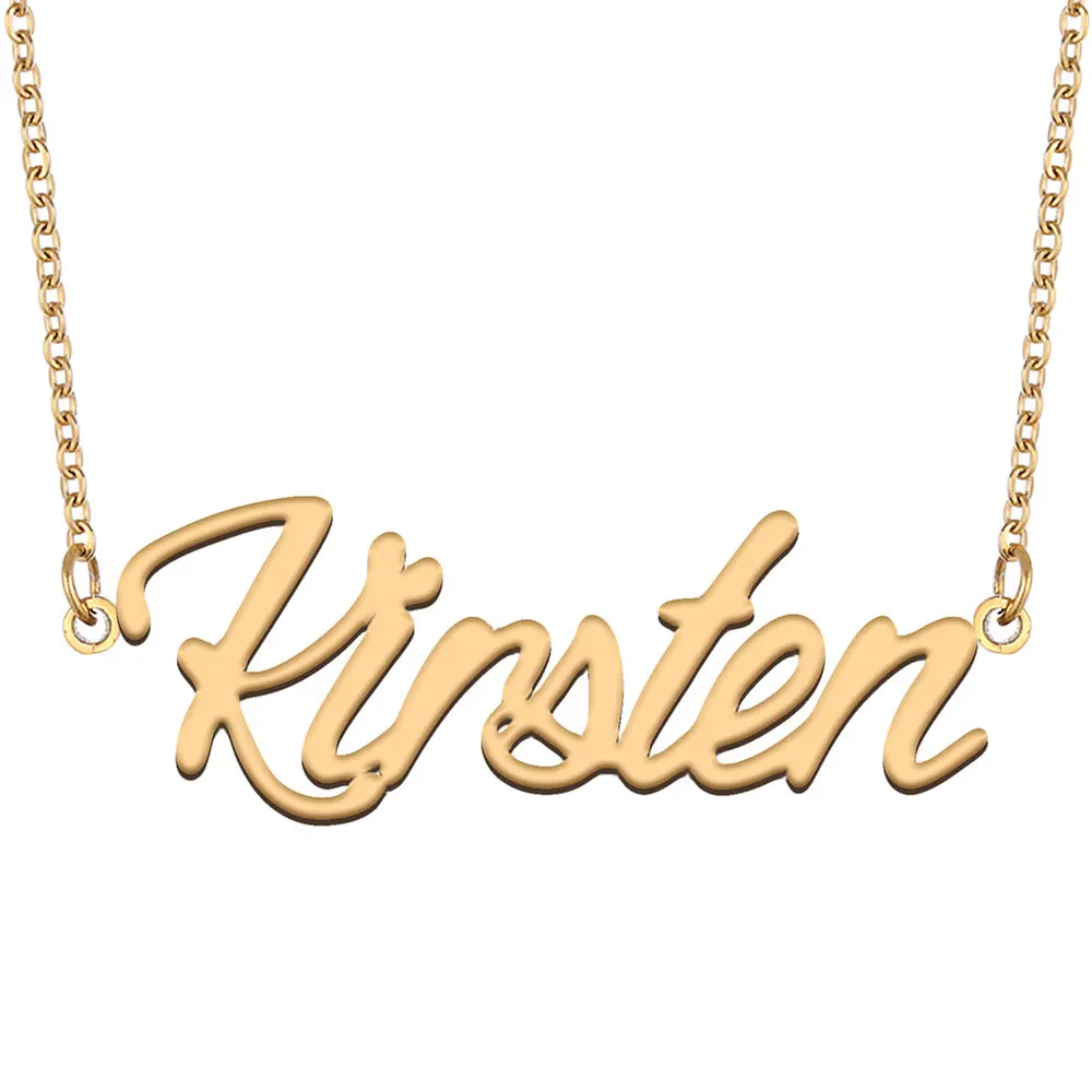 

Kirsten Name Necklace for Women Personalized Stainless Steel Jewelry Gold Plated Nameplate Pendant Femme Mothers Girlfriend Gift