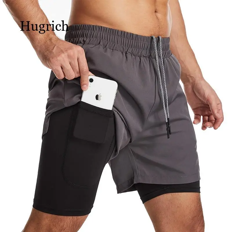

2021 New Fashion Sports Shorts Men's Fast Dry Double Layer Fitness Running Comfortable Casual Capris