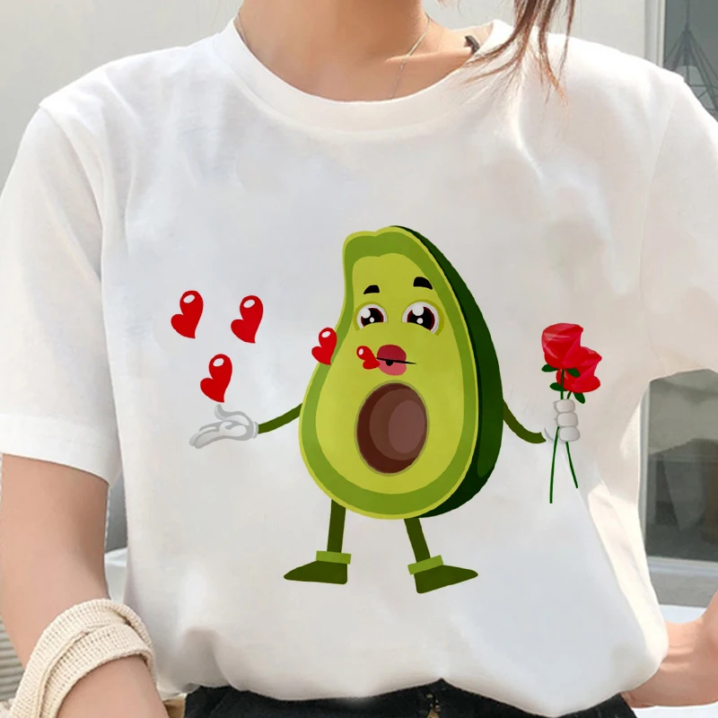 

Women Kawaii Cartoon Avocado Funny printing T-shirt Casual Short sleeve Tops Female Tshirt Summer harajuku Streetwear T shirts