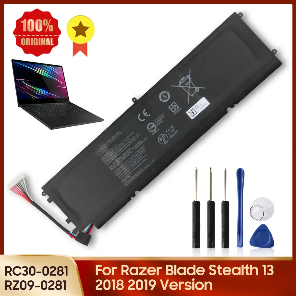 New Replacement battery RC30-0281 RZ09-0281 for Razer Blade Stealth 13 2018 2019 Max-Q RZ09-03102E52-R3U1 RZ09-02812E71 + Tool