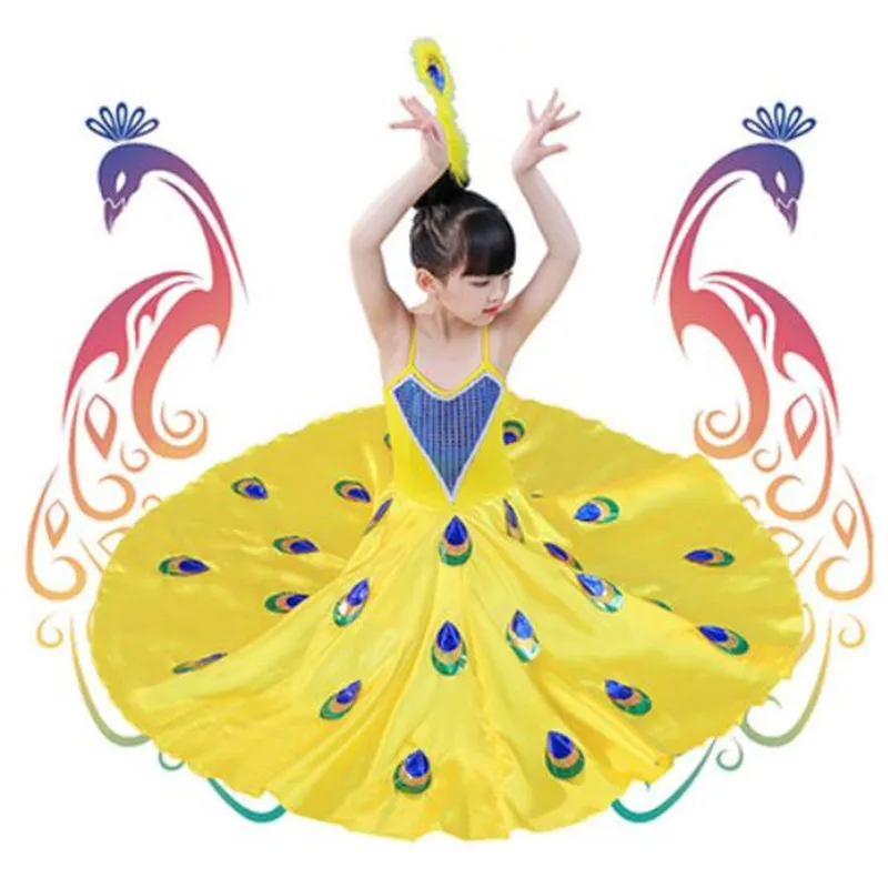 3 colors white dancer costumes for women kids peacock costume girls peacock dress white peacock dress