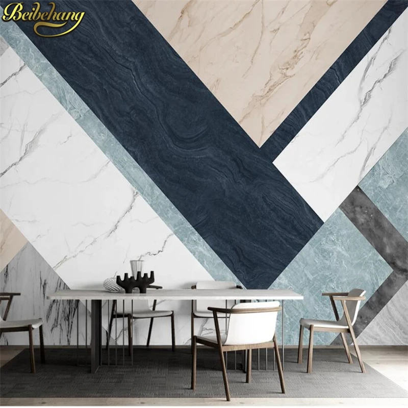 beibehang Custom Jazz white marble wallpaper for living room simple atmospheric geometric TV background wall paper 3D painting