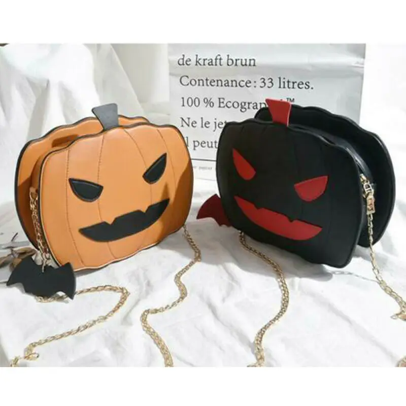 Halloween Pumpkin Crossbody Bag Women Handbag Tote Trick Or Treat Little devil Shoulder Messenger Bag Girls Candy Bag