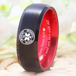 Paramedic Design Medical Rings paramedic Ring Men's Black Tungsten Ring With Red Anniversary Gift Ring Drop shipping RING