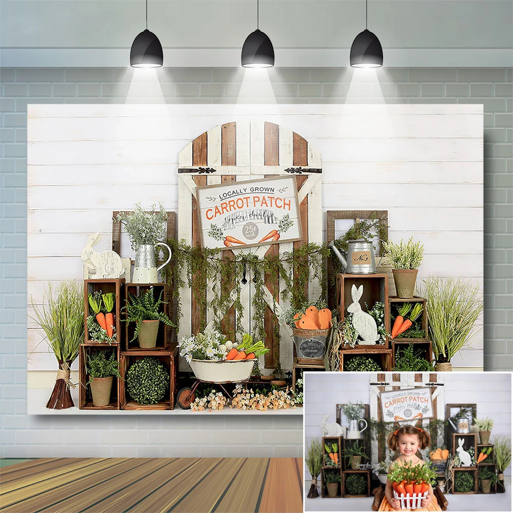 부활절 어린이 생일 배경 봄 사진 스튜디오 토끼 장식 문 장식 초상화 배경 당근 꽃 비닐 소품