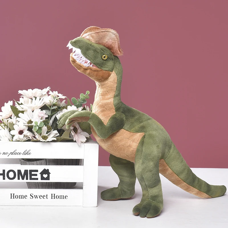Jurassic Park Dilopho saurus Dinosaurier Plüsch tier Doppel kamm Eidechse Figur Stofftier coole Kinder Geschenk für Kinder Drops hipping – Detail 3