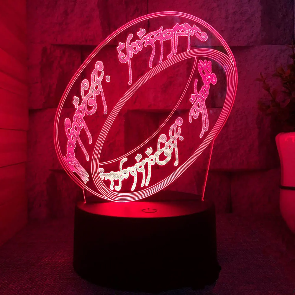 3D night light magic ring ring bedroom creative gift table lamp USB new strange bedside led small table lamp