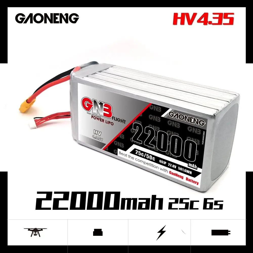 

Hsp 22ah 22000mah 6s 22.8v 25c 50c Hv Lihv High Voltage Lipo Battery Dji Agriculture Drone Quadcopter Gaoneng Gnb Xt90 Xt150