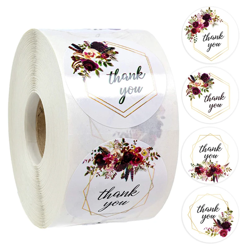 100-500 Pieces Label Scroll Thank You Sticker Scrapbook Gift Decoration Stationery Sticker Seal Hand Label Sticker